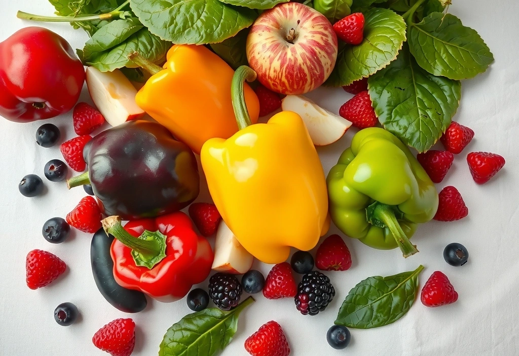 Frisches Gemüse und Obst als Symbol für gesunde Ernährung